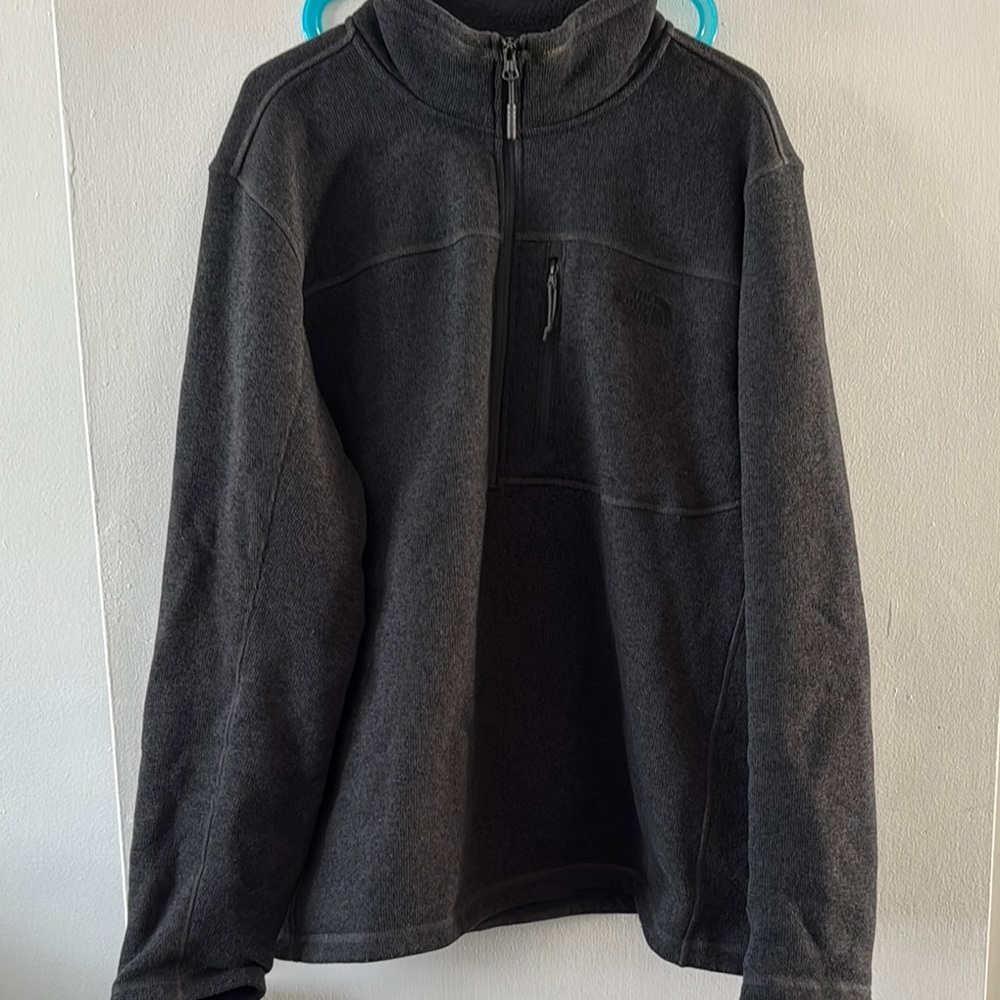 Gray Zip Up Sweater with High Collar and Soft Texture